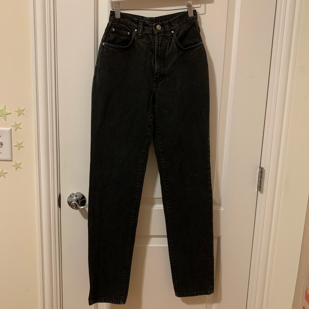 Versace High Waist Straight Leg Black Denim Jeans Size 26